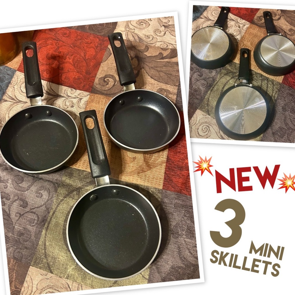 NEW - Set of 3 Black Mini Skillets